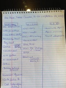 Three Column To Do List